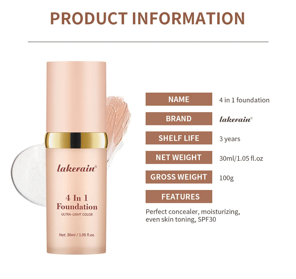 4-in-1 Color Changing Foundation – SPF30, Concealer, Moisturizer & Even Skin Tone | Buyer's Choice