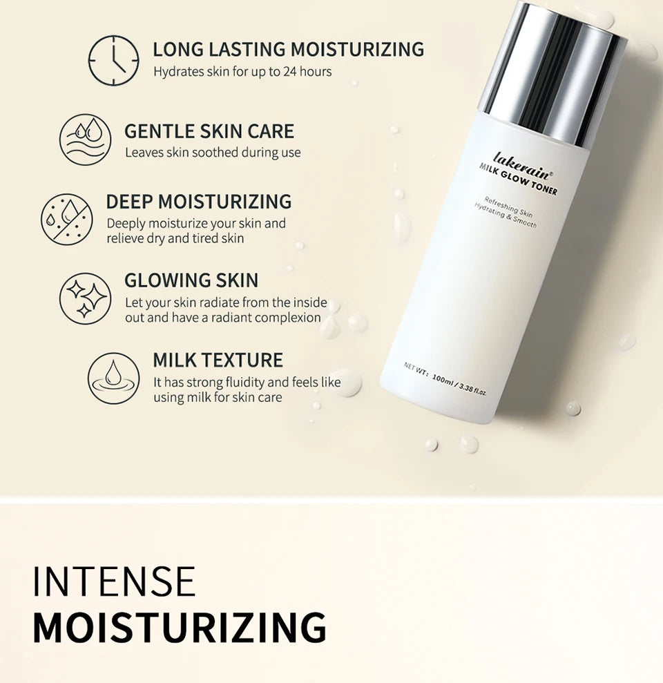 Lakerain Milk Glow Toner – Niacinamide Brightening & Deep Moisturizing Toner for Radiant, Hydrated Skin (100ml)