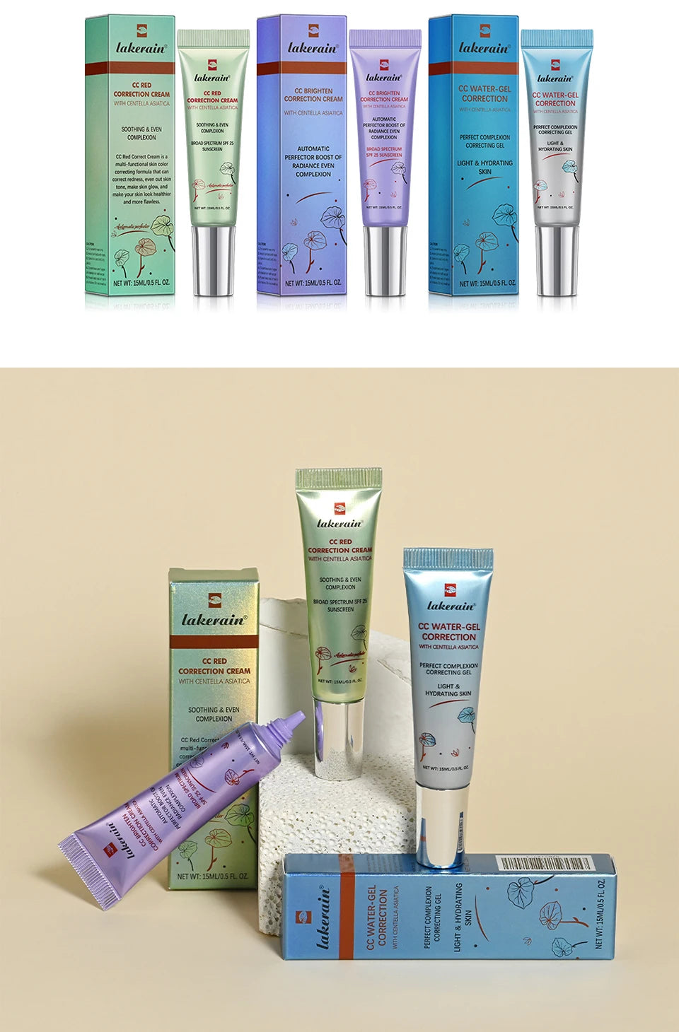 Centella CC Cream – Color Correcting Korean Foundation with Hydrating Coverage (15ml)