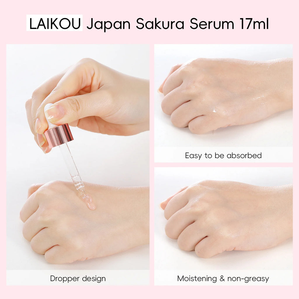 LAIKOU Sakura Brightening Face Serum – Hydrating & Pore Minimizing Essence (17ml / 30ml)