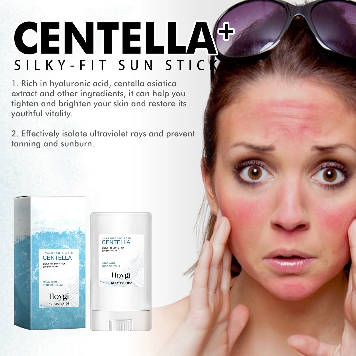 Hoygi Hyaluronic Acid Sunscreen Stick SPF50+ – Oil-Free, Non-Greasy Face & Body Protection | Buyer's Choice
