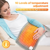 Electric Heating Pad for Back, Hands & Legs – 10 Heat Levels, 4 Timer Settings, Machine Washable