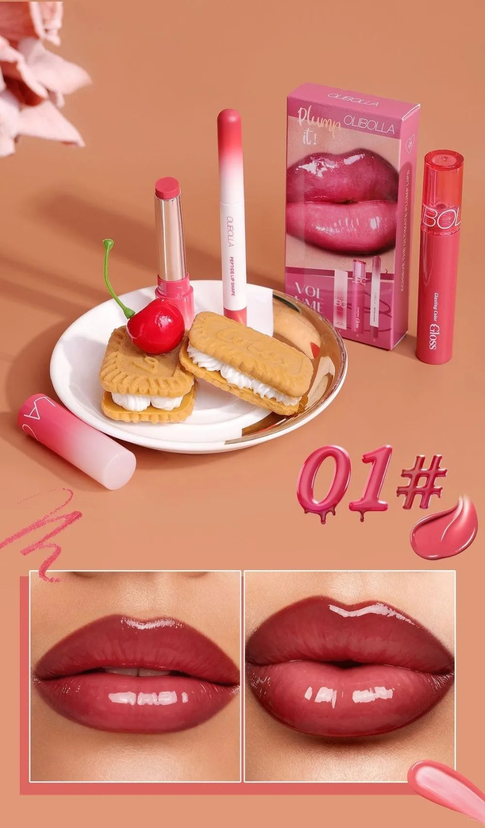 GLASTING COLOR GLOSS 3-in-1 Lip Liner & Lip Glaze Makeup Set