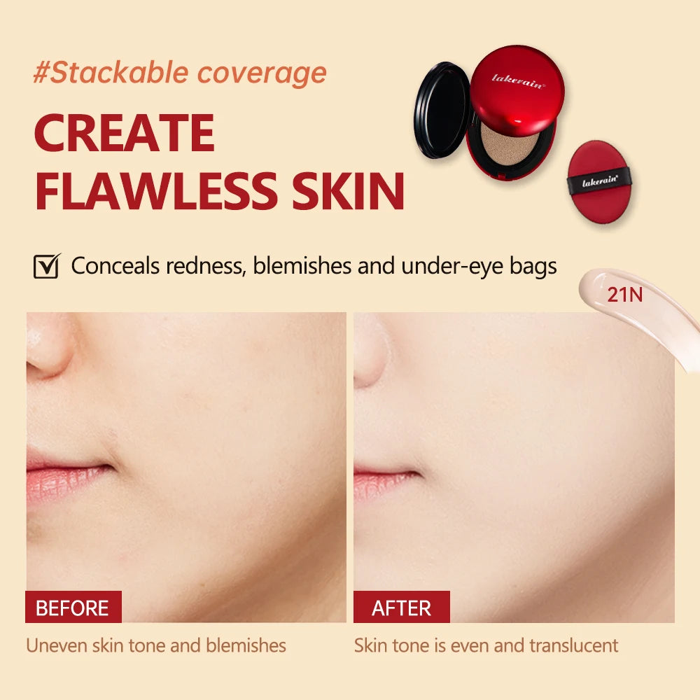 CC Cushion Foundation with Refill – 72-Hour Wear, Waterproof & Buildable Coverage (18g)