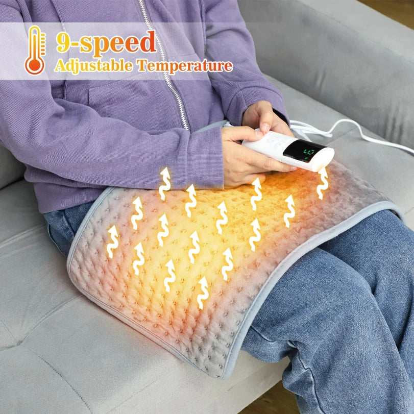 Electric Heating Pad for Back, Abdomen & Waist Pain Relief – EU/UK/US Plug, 9 Heat Levels