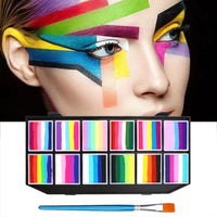 VERONNI 12-Colour Water-Soluble Rainbow Face & Body Paint Palette – Halloween, Stage & Kids Costume Makeup