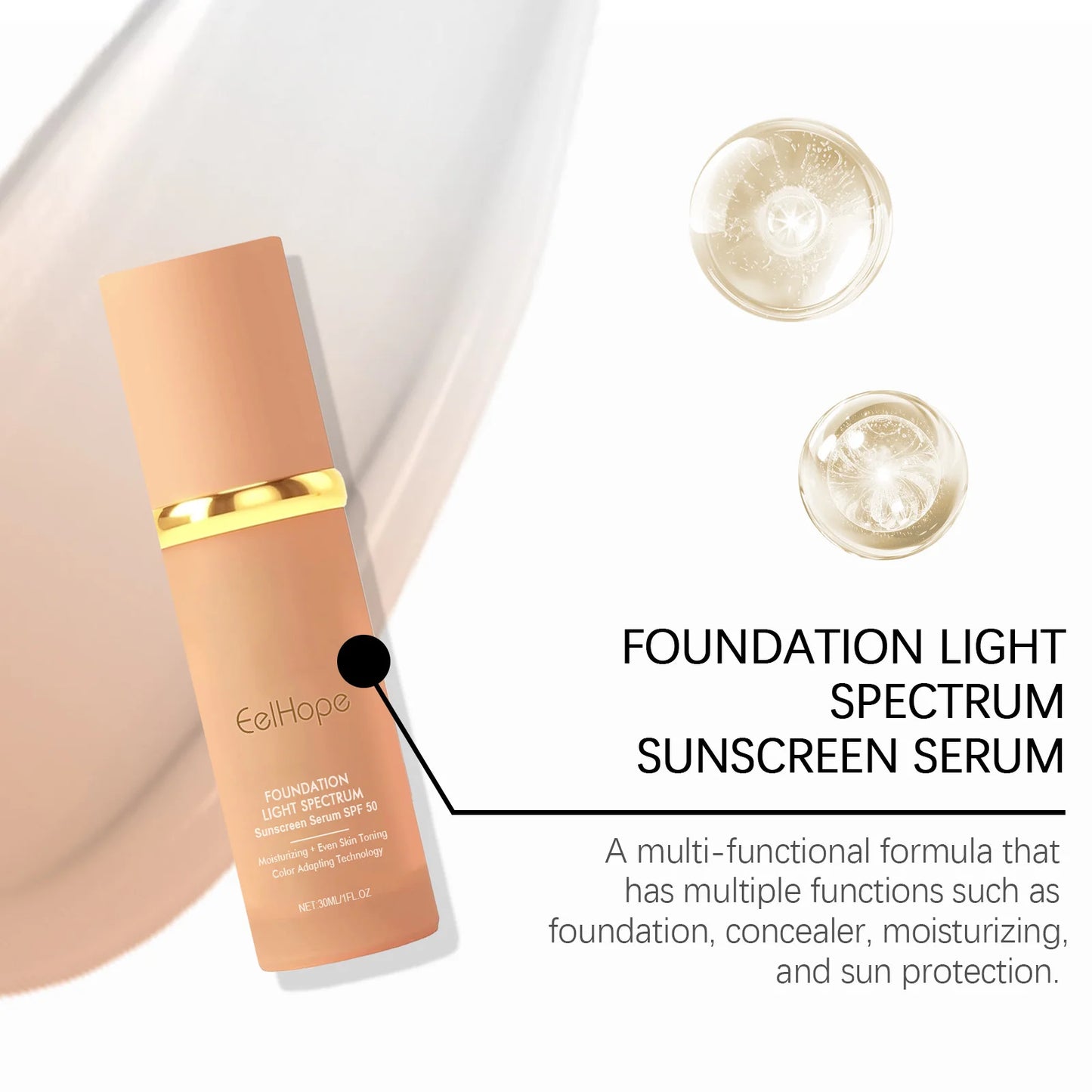 4-in-1 Liquid Foundation SPF 50+ – Matte, Long-Lasting, Waterproof Makeup Base with Concealer & Moisturizer 30ml