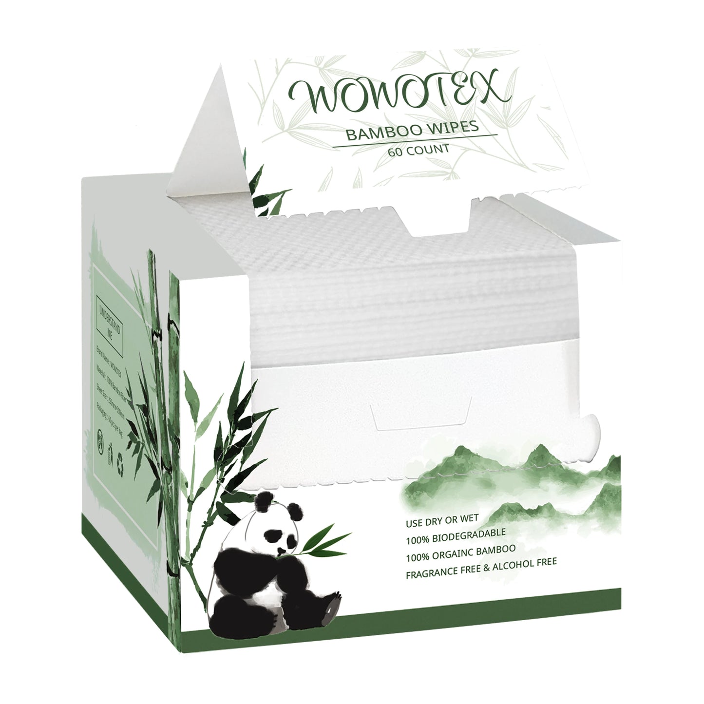 100% Bamboo Fiber Disposable Face Towels – Biodegradable Thick Dry Wipes for Sensitive Skin, 60 Count (12x10 in)