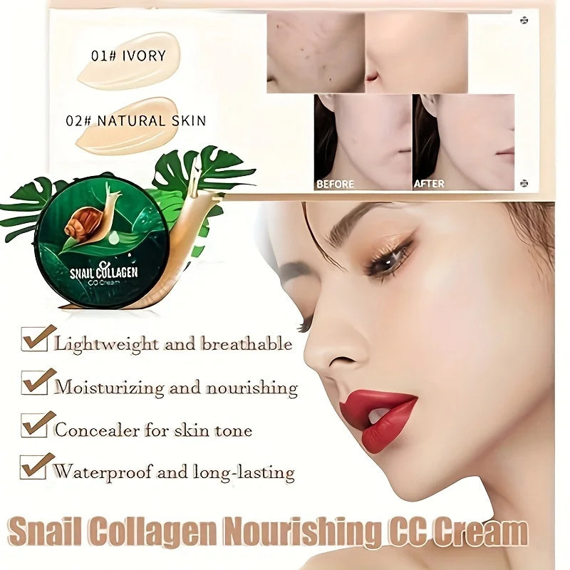 Snail Collagen BB Cream – Brightening, Moisturizing & Waterproof Foundation