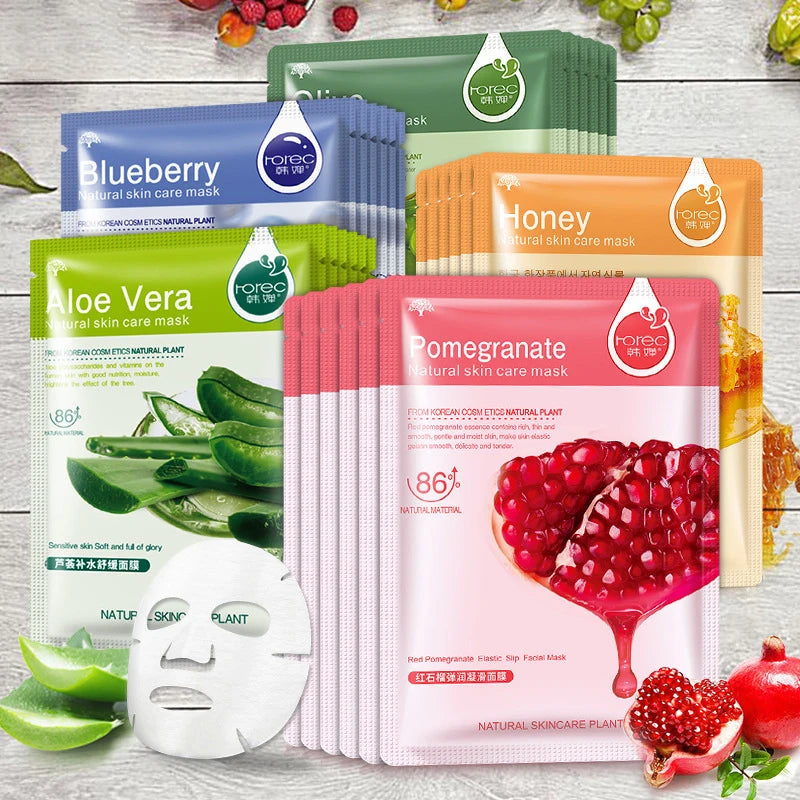 SADOER Natural Plant Sheet Face Mask – Moisturizing, Oil Control & Anti-Aging | 10pcs