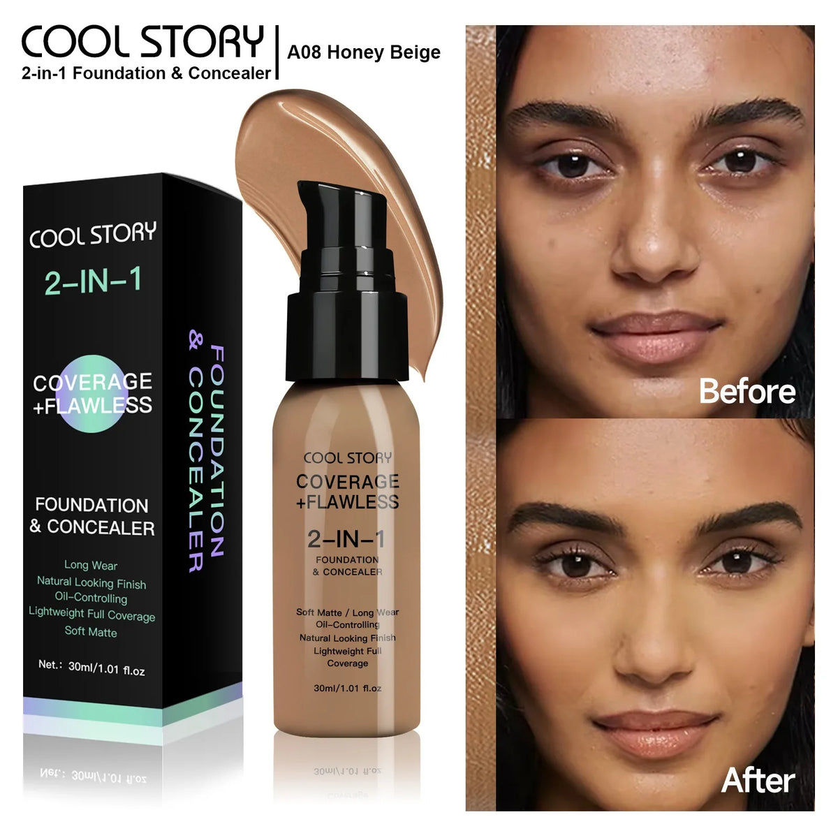 Air Cushion CC Cream Foundation | Oil Control, Matte, Full Coverage, Waterproof | 10 Shades