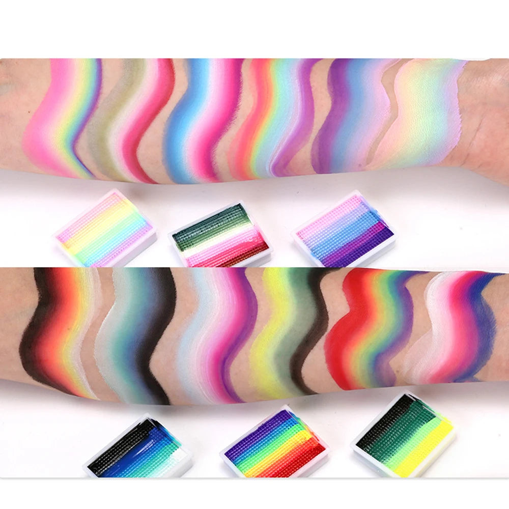 VERONNI 12-Colour Water-Soluble Rainbow Face & Body Paint Palette – Halloween, Stage & Kids Costume Makeup