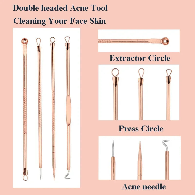 YJYIBEI Ultra-Fine Acne & Blackhead Extractor Set – 4-Piece Facial Pore Cleanser
