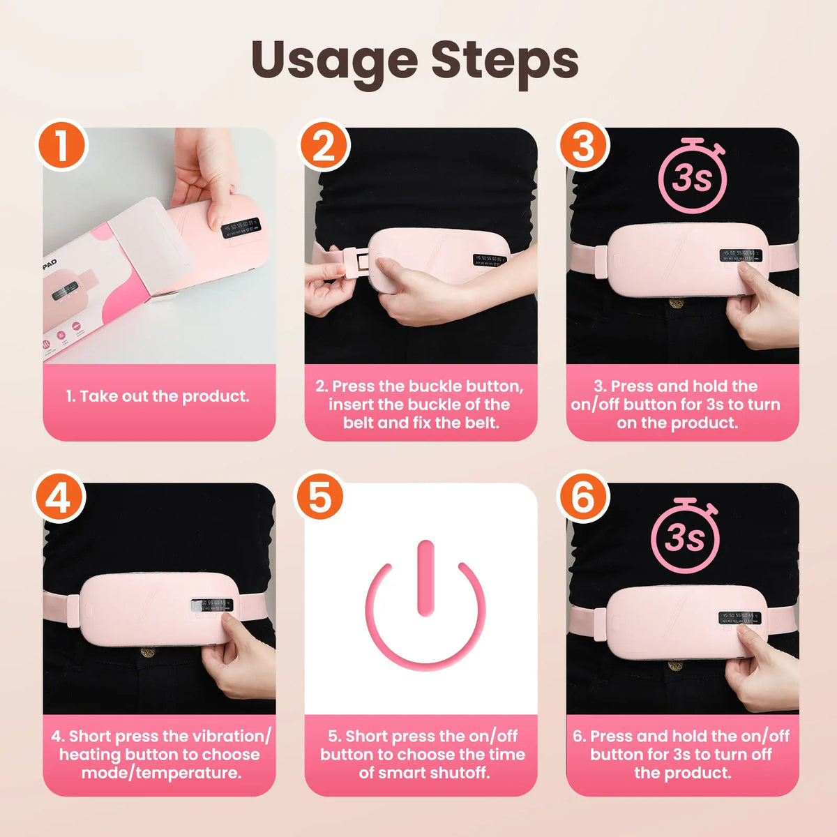 Menstrual Heating Pad with Vibration Massager – Wireless Abdominal & Waist Cramp Relief Belt