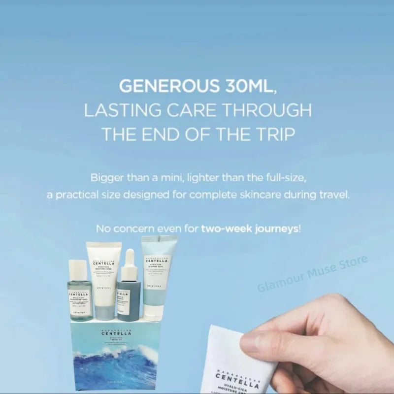 SKIN1004 Centella HyaluCica Travel Kit – 4-Piece Korean Skincare Mini Set (Toner, Serum, Sleeping Pack & Cream)