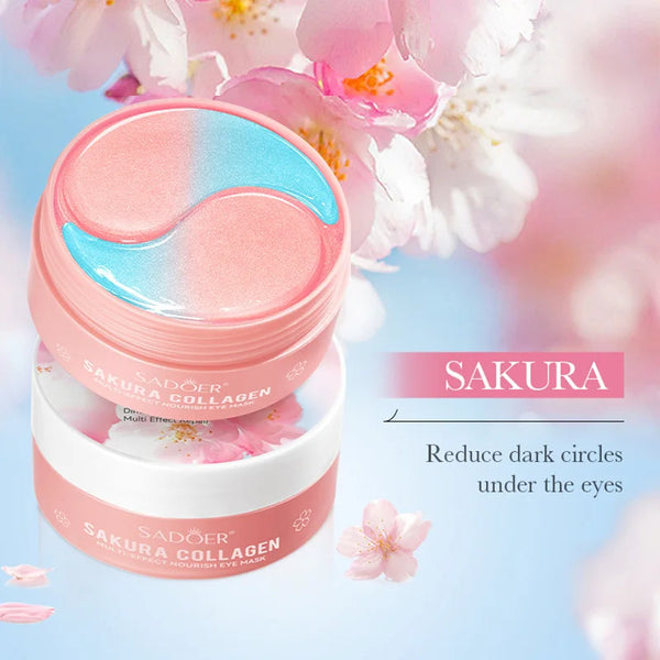 SADOER Sakura Collagen Eye Masks — 60 Pcs Anti Dark Circles & Puffiness Eye Patches