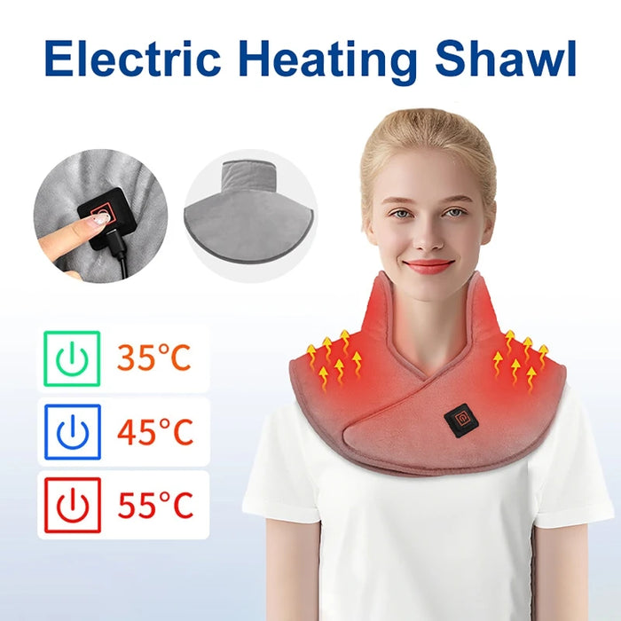 Electric Heating Shoulder & Neck Pad – USB Heated Shawl with 3-Level Temperature Control