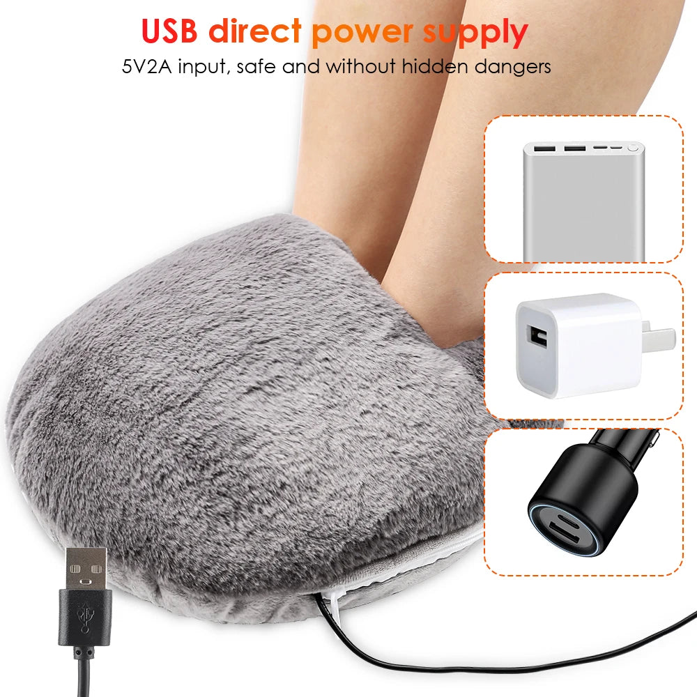 USB Foot Warmer Heating Pad – Constant 45–55°C, Washable Velvet Cover, Soft Plush Foot Heater
