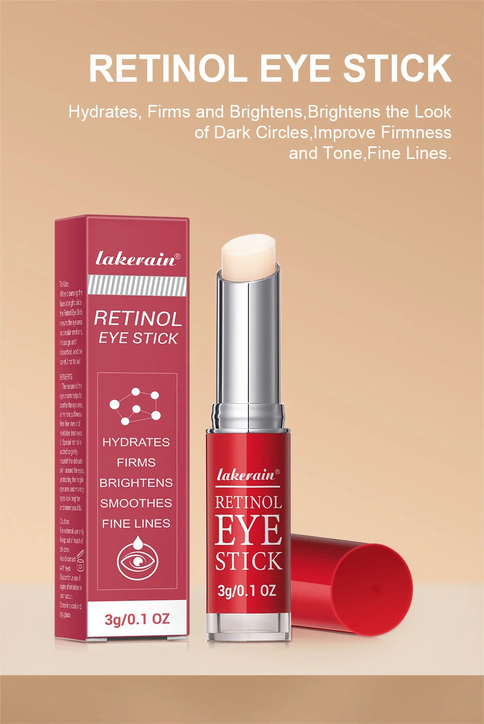 Retinol Eye Cream Stick – Anti-Aging Dark Circle & Firming Eye Balm for Puffiness, Fine Lines & Brightening (3g)