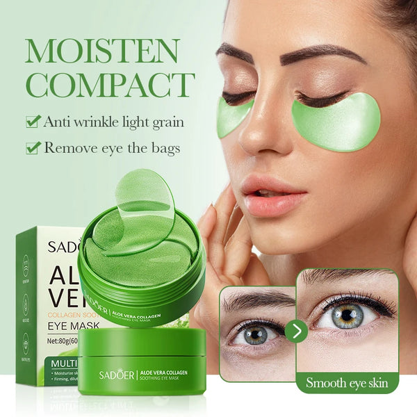 SADOER Aloe Vera & Collagen Under-Eye Masks – Anti-Wrinkle & Dark Circle Patches, 60 Pieces