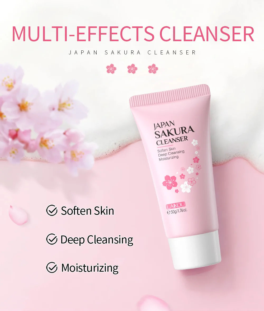 LAIKOU Sakura Facial Cleanser – Deep Cleansing, Oil Control & Brightening Face Wash (50g)