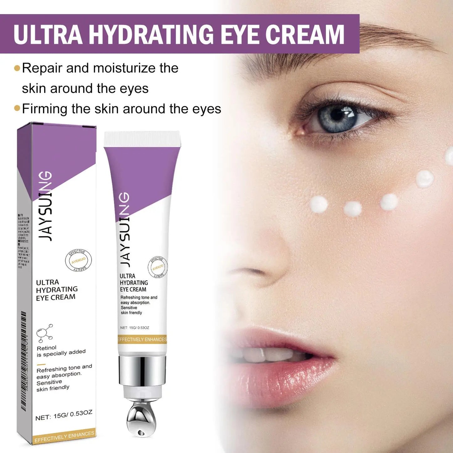 LAIKOU Retinol Eye Cream – Anti-Wrinkle, Dark Circle & Eye Bag Removal, 15g