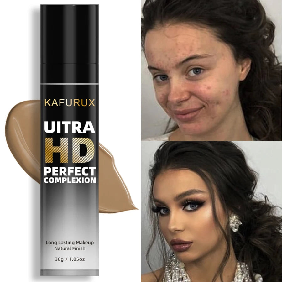KAFURUX Matte Oil Control Foundation Concealer – Waterproof, Full Coverage Cream, 8 Shades 30g