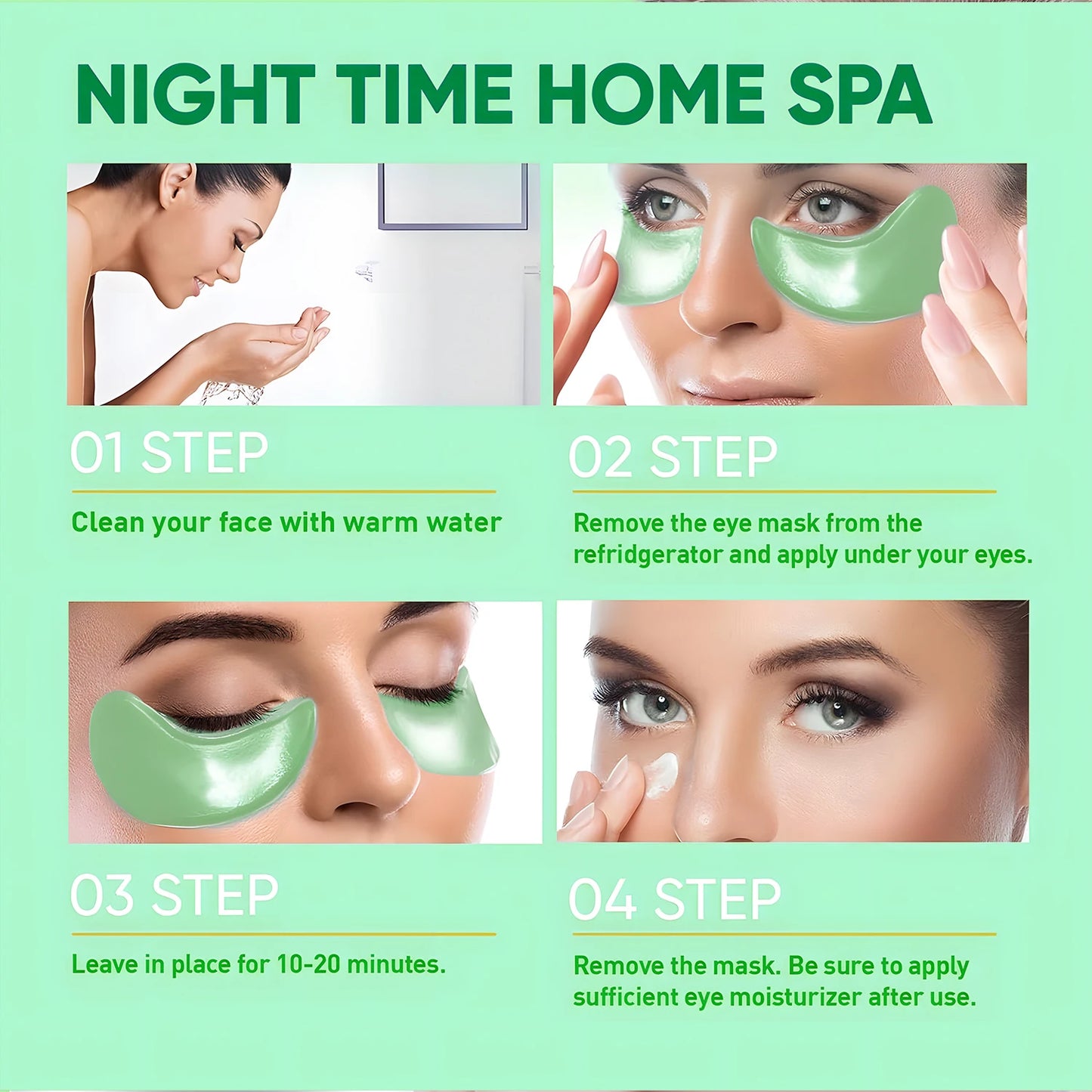 Seaweed Hyaluronic Acid Eye Masks — 60 Pcs Collagen Eye Patch for Dark Circles & Firming