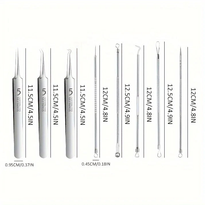 YJYIBEI Stainless Steel Acne Removal Tool Set – Blackhead & Pimple Popper Kit | 4, 7 or 8pcs