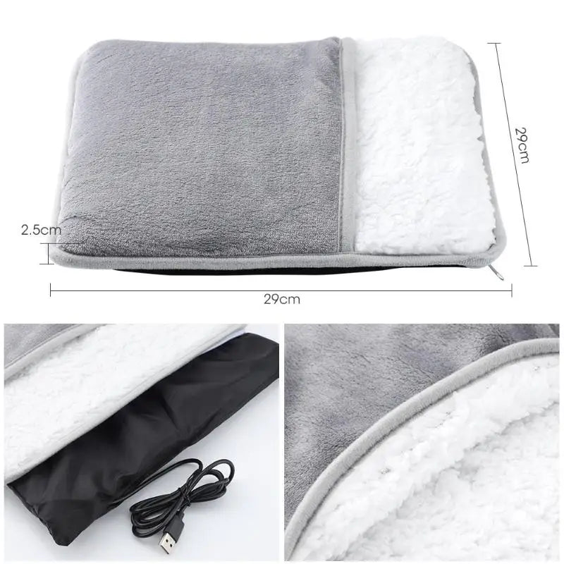 USB Electric Foot Warmer Pad – Soft Plush Heated Foot Bag, Constant 40°C, Machine Washable