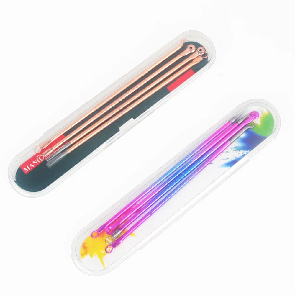 4-Piece Acne & Blackhead Remover Needle Set – Metal Pore Cleaning Tool Kit