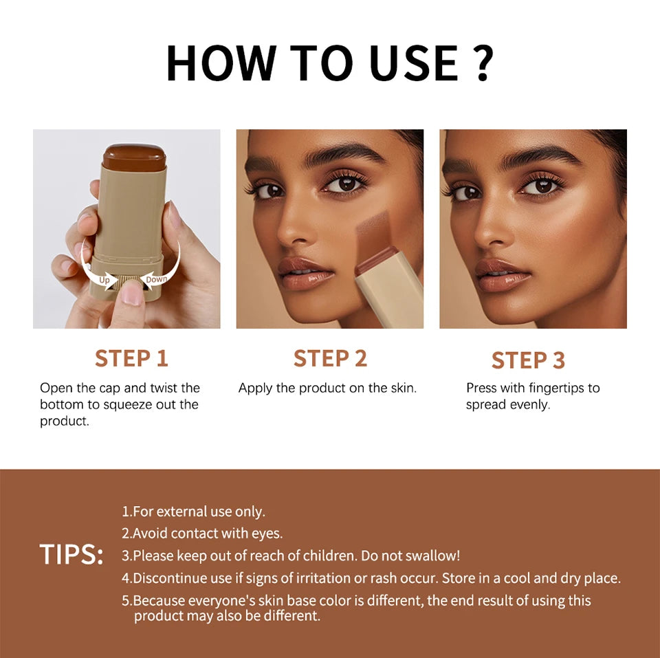 Skin Tint Foundation Stick Concealer Serum High Coverage Travel Bronze Sunblock