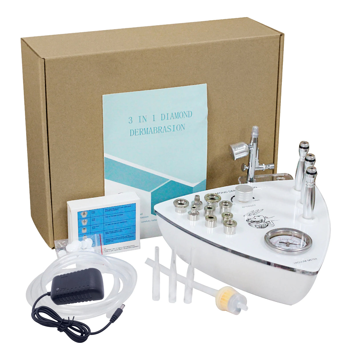 Diamond Tip Microdermabrasion Machine – 9-Head Vacuum Exfoliation & Spray Device