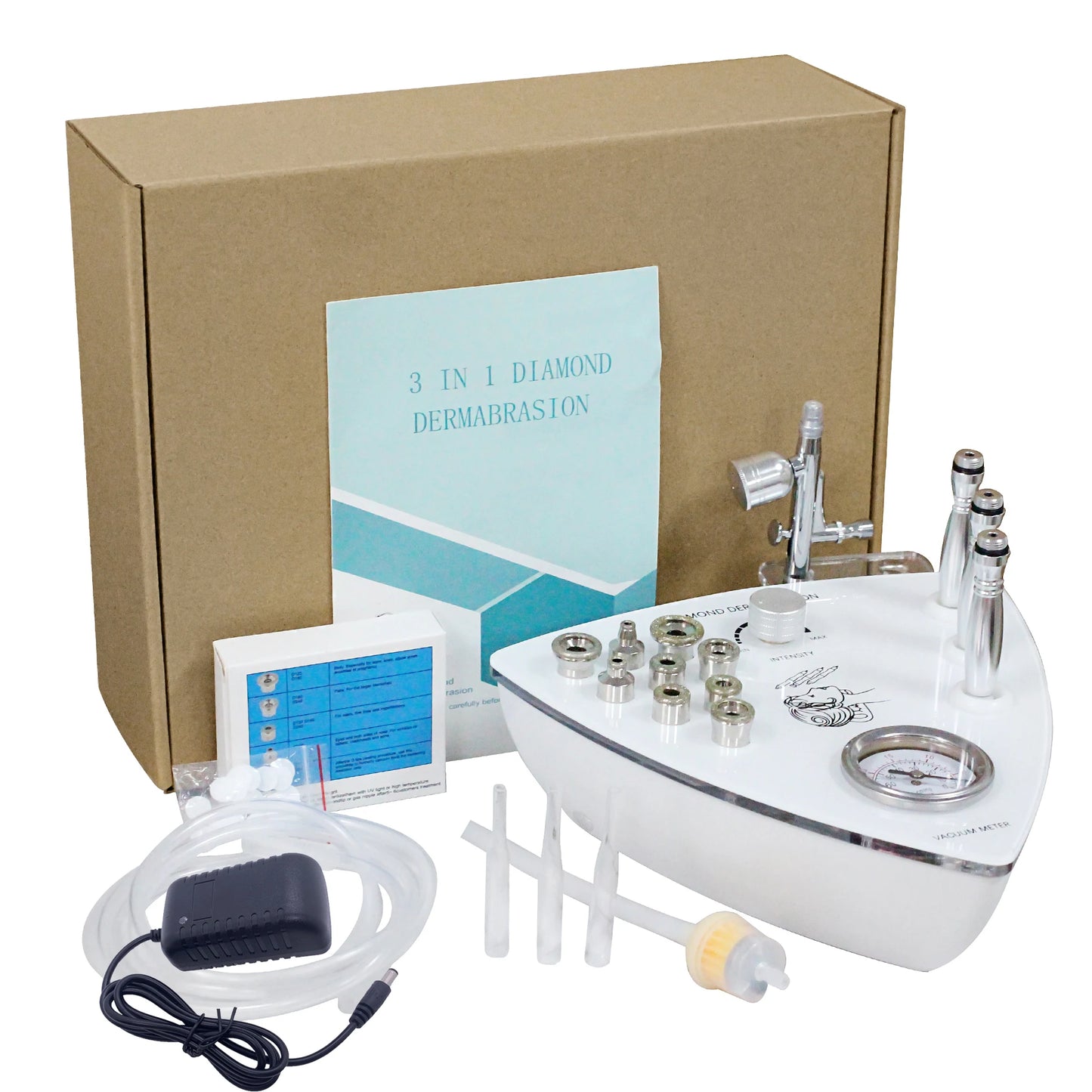 Diamond Tip Microdermabrasion Machine – 9-Head Vacuum Exfoliation & Spray Device