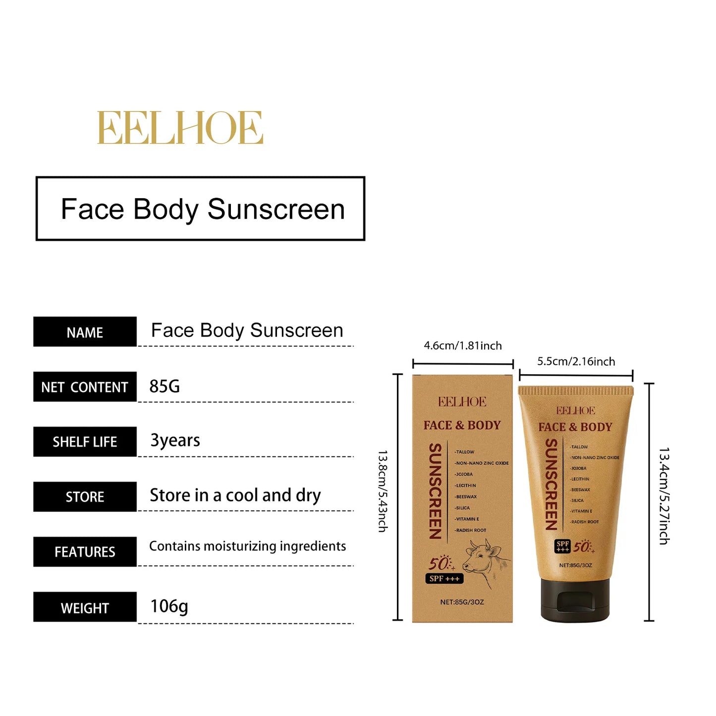 Eelhoe Cow Fat Protective Cream – Outdoor UV Protection, Moisturizing Skin Barrier | Buyer's Choice