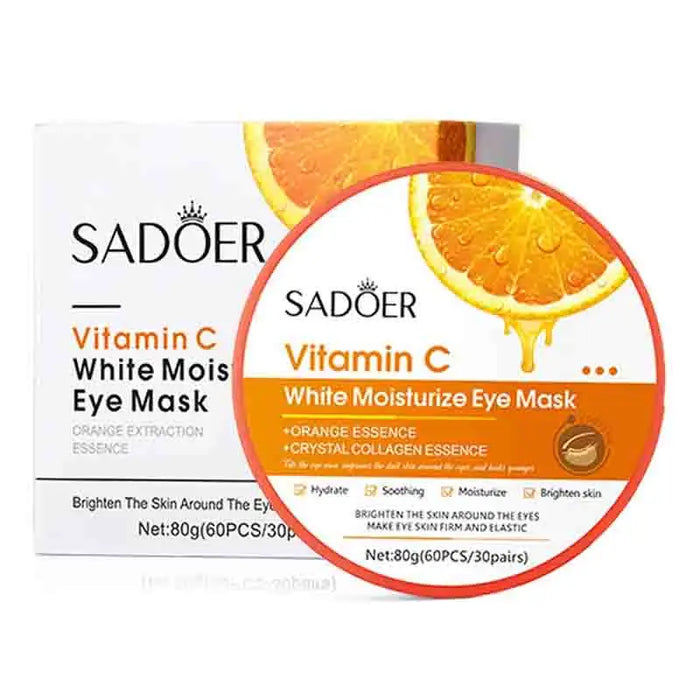 SADOER Vitamin C & Collagen Eye Masks — 60 Pcs Brightening, Anti Dark Circles & Firming Eye Patches