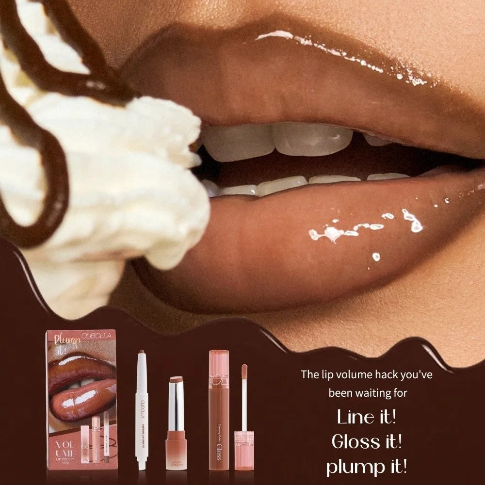 GLASTING COLOR GLOSS 3-in-1 Lip Liner & Lip Glaze Makeup Set
