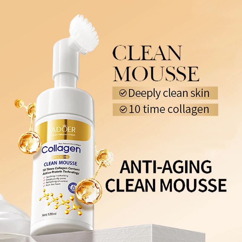 SADOER Collagen Facial Cleanser Mousse – Deep Cleansing & Firming Face Wash (120ml)