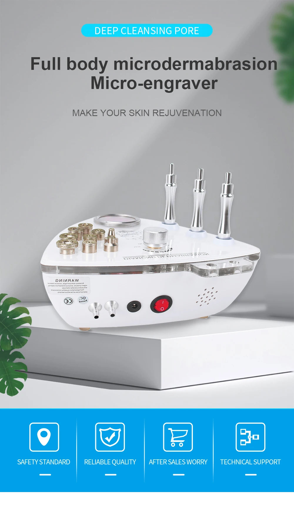 Diamond Tip Microdermabrasion Machine – 9-Head Vacuum Exfoliation & Spray Device