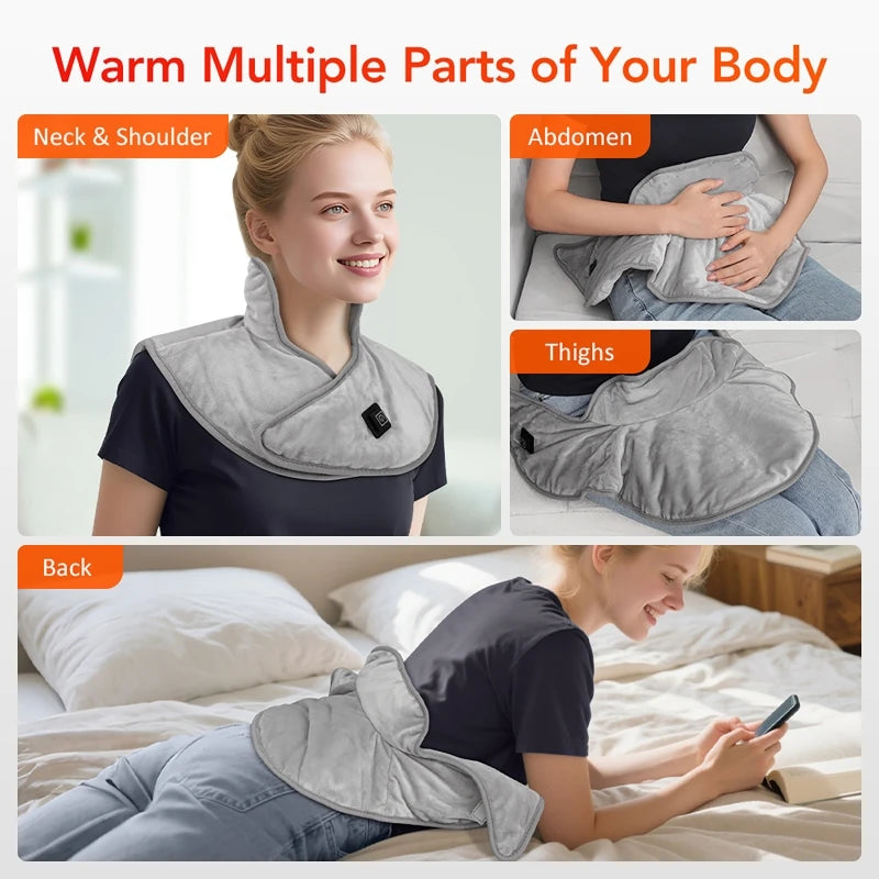 Electric Heating Shoulder & Neck Pad – USB Heated Shawl with 3-Level Temperature Control