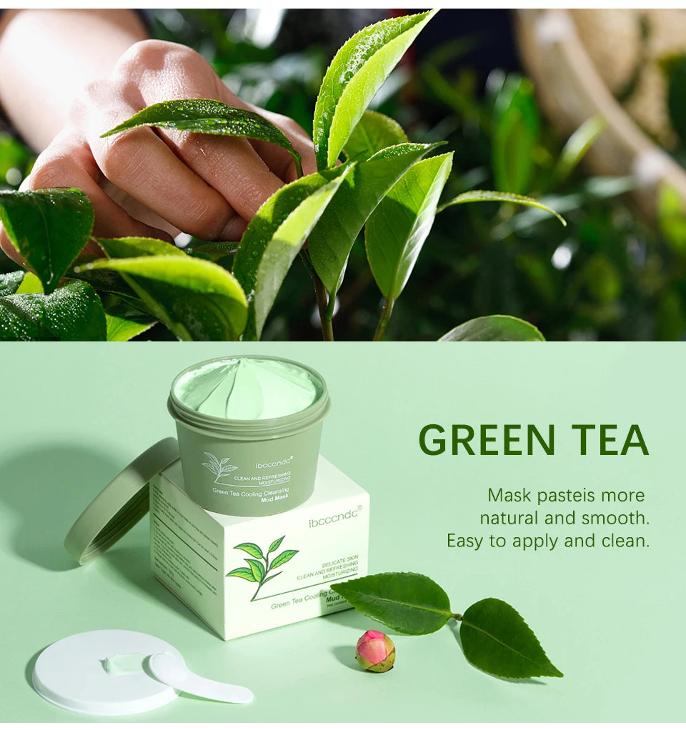 Green Tea Mud Clay Face Mask – Deep Pore Cleansing, Blackhead Removal & Oil Control Skin Treatment for All Skin Types (100g)