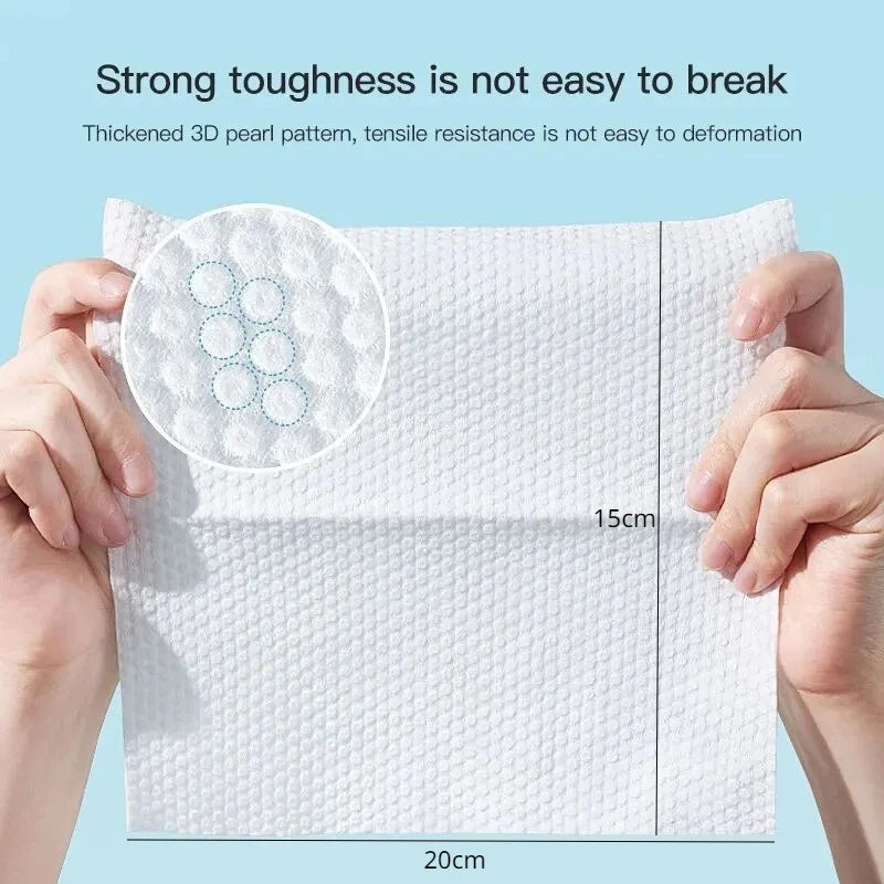 Plant Fiber Cotton Disposable Face Towels – Soft Pearl-Pattern Wipes for Face Washing & Drying (15x20cm)