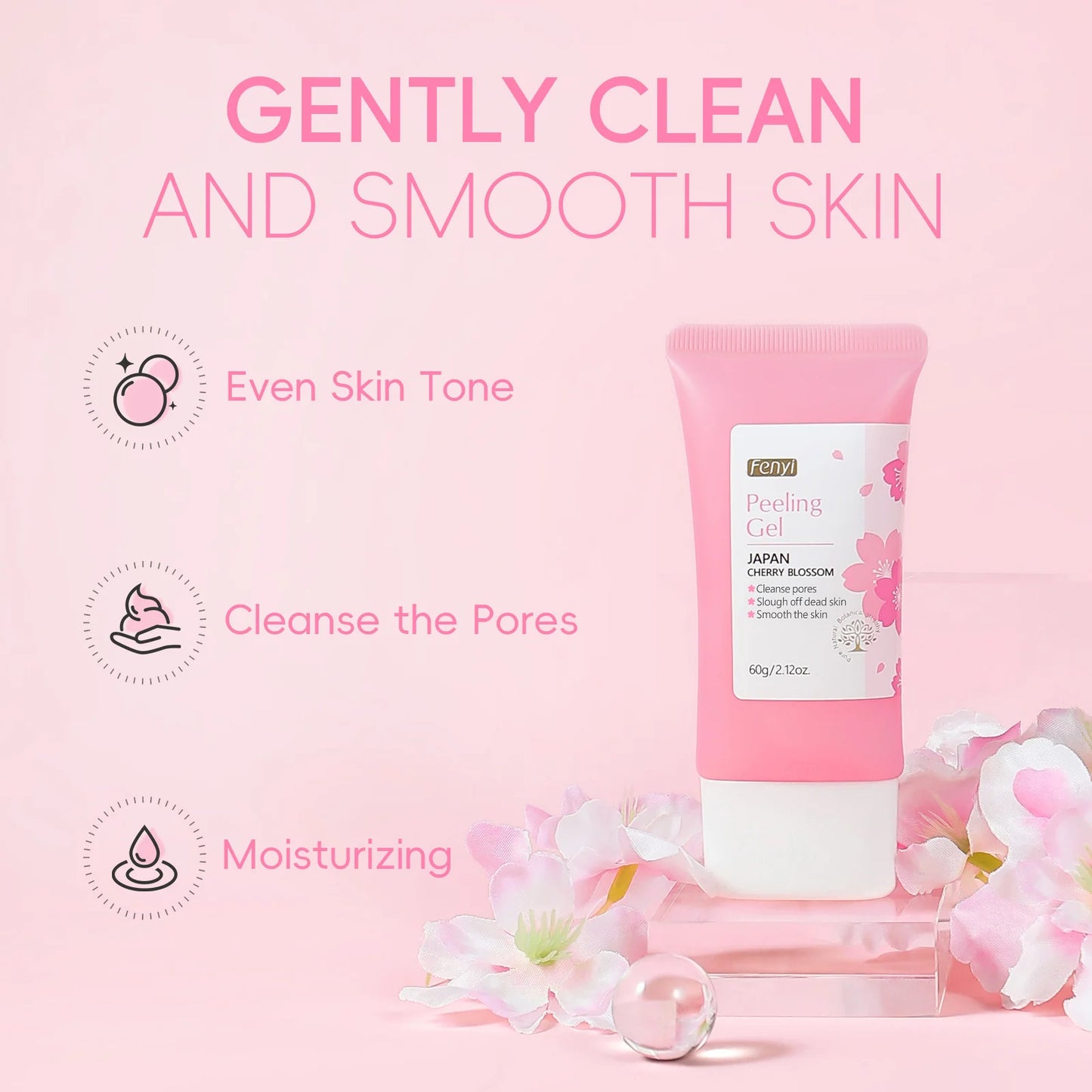 FENYI Japan Cherry Blossom Peeling Gel – Brightening & Deep Cleansing Facial Scrub with Hyaluronic Acid (60g)