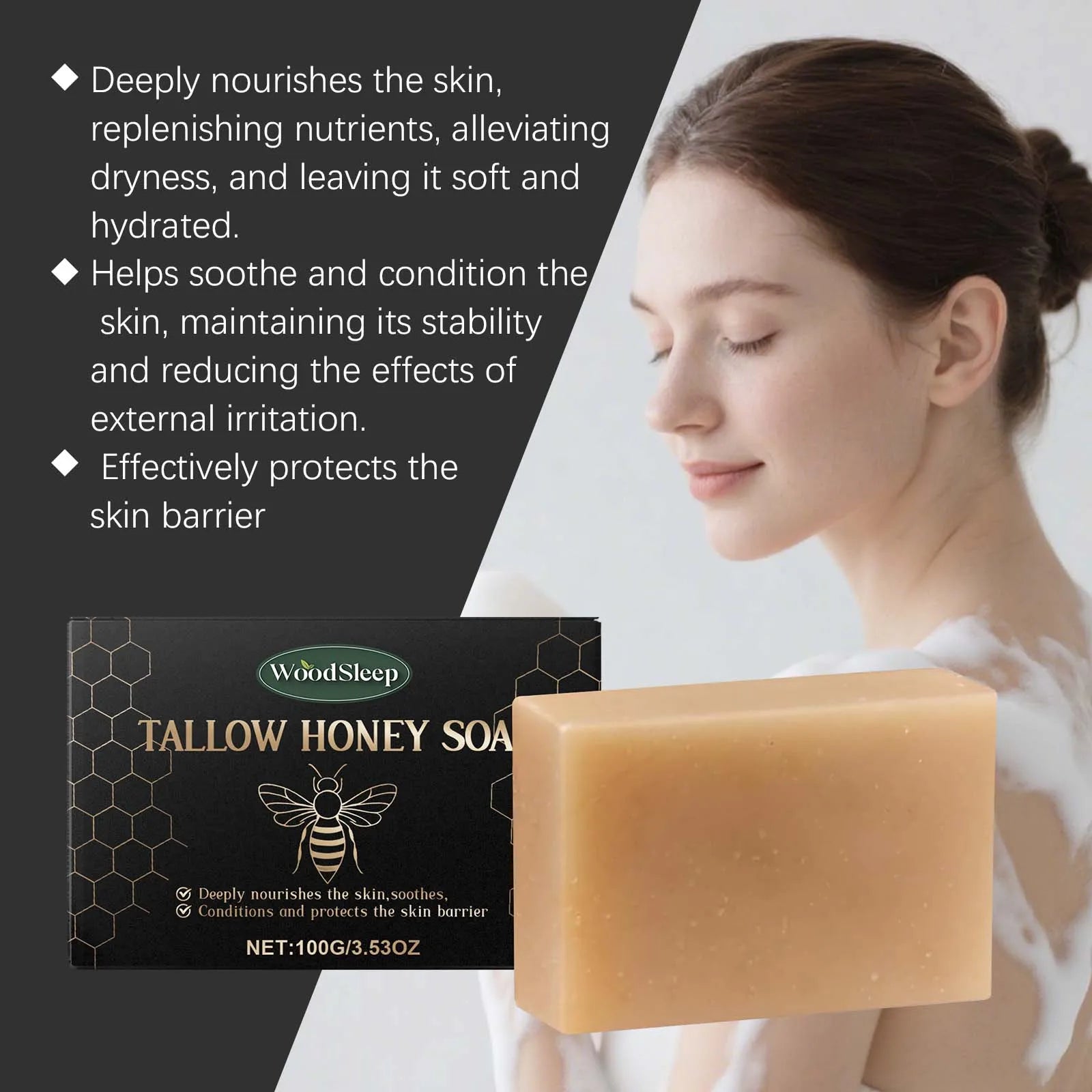 Tallow & Honey Soap Bar - Moisturizing Face & Body Cleanser