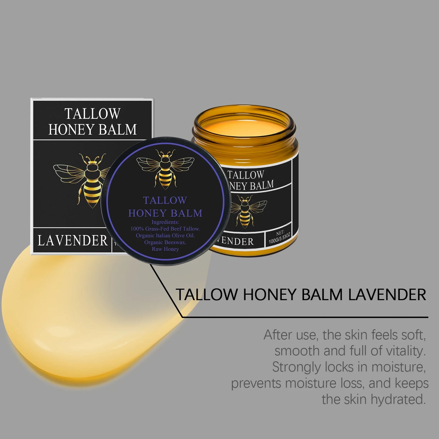 Beef Tallow & Honey Brightening Body Cream – Dark Spot Fader, Firming & Deep Moisturizer (60g)