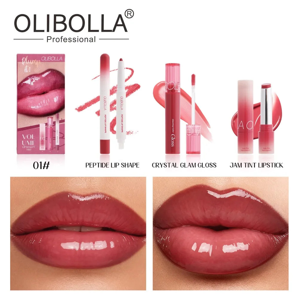GLASTING COLOR GLOSS 3-in-1 Lip Liner & Lip Glaze Makeup Set