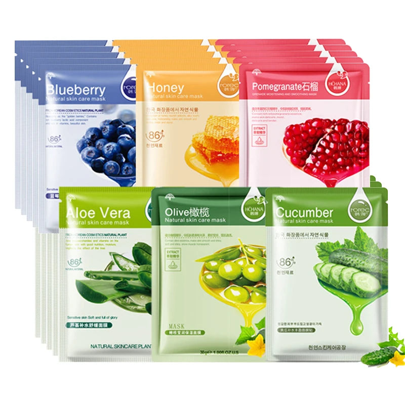 SADOER Natural Plant Sheet Face Mask – Moisturizing, Oil Control & Anti-Aging | 10pcs