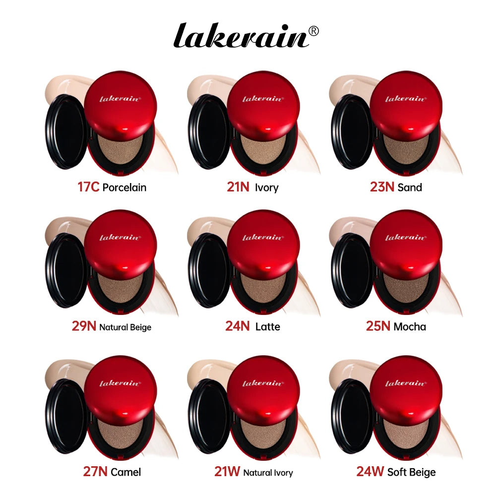 Lakerain Super Fit Cushion Foundation | SPF Sunscreen, Waterproof, 72-Hour Longwear | 9 Shades