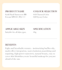 Sadoer Gold Snail BB Cream SPF50+ – 5-in-1 Foundation, Concealer, Moisturizer & Sunscreen | Buyer's Choice
