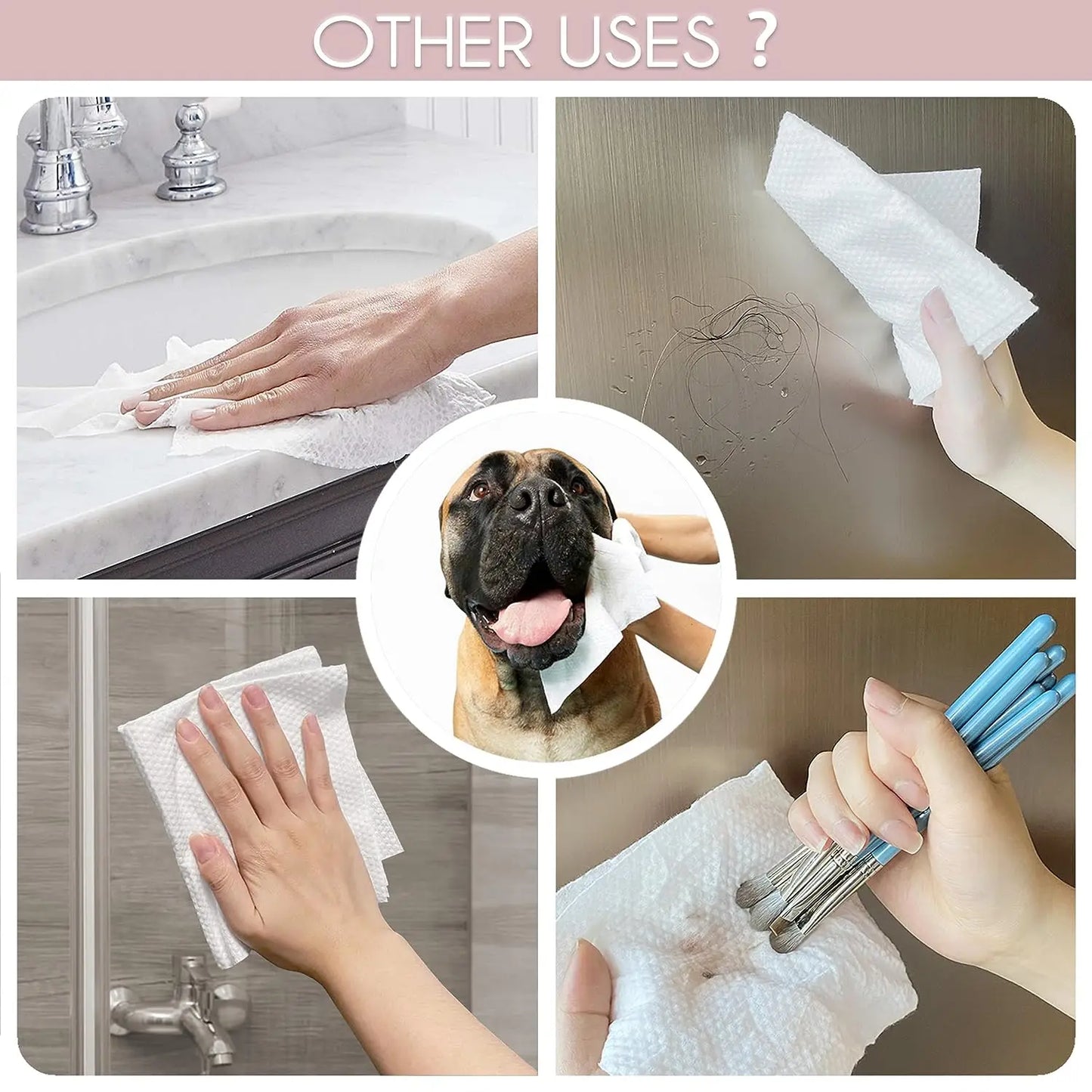 100% Cotton Disposable Face Towels – Biodegradable Dry Wipes for Sensitive Skin, 50 Count Box (12x10 in)